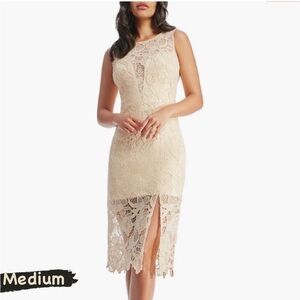 Dress the Population Lace Midi Dress - Cream